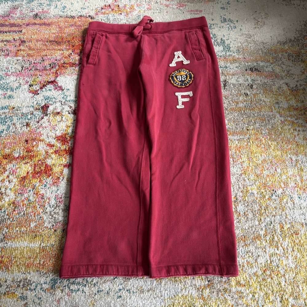 VINTAGE Y2K Abercrombie & Fitch Red Patch Sweatpants‎ Wide Leg Large